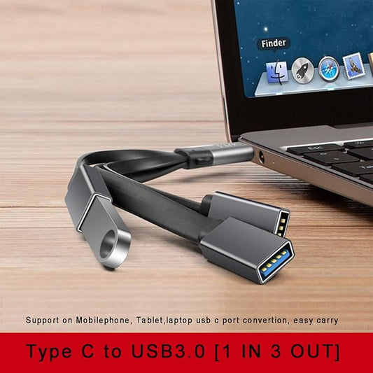 YMY Lightweight Easy Carry USB Type-C to USB-A Hub OTG Adapter Multi-Port Converter Dock 1 in 3 Out Type C Expension Cable for Mobile Tablet Laptops