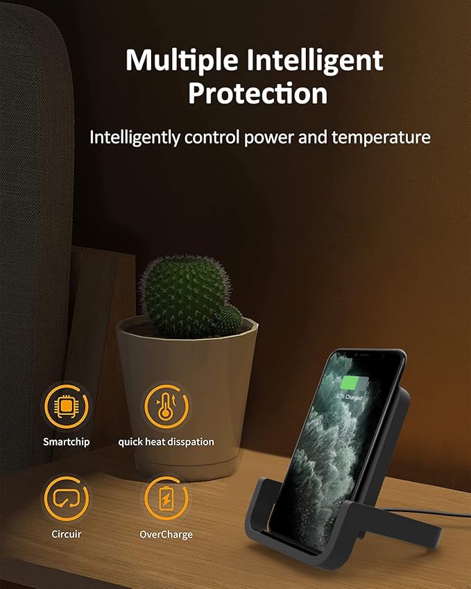 Fast Wireless Charger 10W Charging Stand Compatible with iPhone 13 12 11 Pro XR XS X 8 Plus Samsung Galaxy S20 S10 Note 20 10 Google LG and Other Cell Phones…