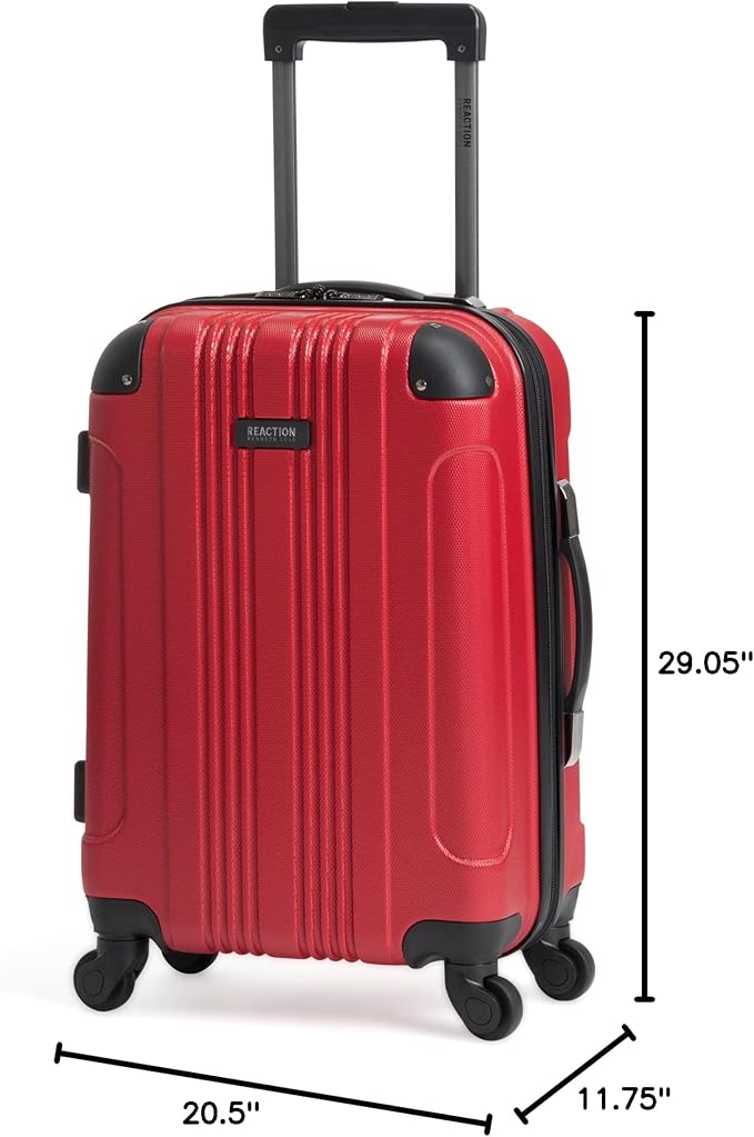 Kenneth Cole REACTION Out of Bounds Lightweight Hardshell 4-Wheel Spinner Luggage, Scarlet Red, 24-Inch Checked
