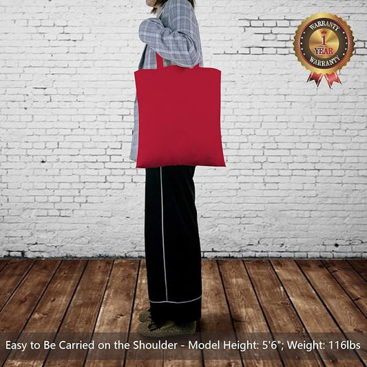 TOPDesign 12-Pack Economical 16"x15" Red Cotton Tote Bag, Lightweight Medium Reusable Grocery Shopping Cloth Bags, Suitable for DIY, Advertising, Promotion, Gift, Activity