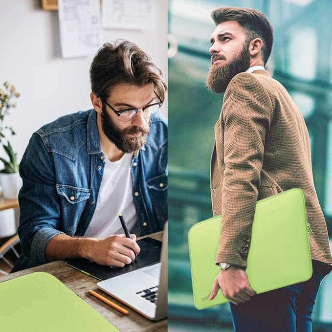 Laptop Case 15.6 Inch, Resistant Neoprene Notebook Computer Pocket Case/Tablet Briefcase Carrying Bag Compatible for Asus Fujitsu HP Sony - (LightGreen)