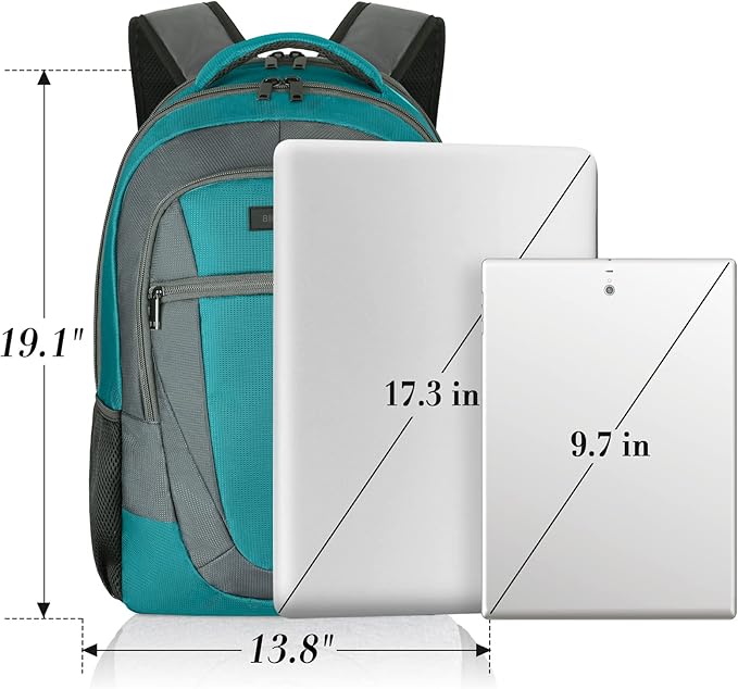 BIKROD Teal Backpack for Woman and Men, Travel Laptop School Backpack for Teens with USB Charging, Waterproof College Back Pack for 17.3 IN Laptop Backpack, Adult Business Computer Travel Backpack,