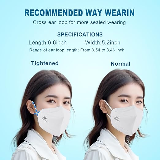 KN95 Face Masks 50 Pack 5-Ply Breathable & High Elastic Ear Loops, Alike N95 Masks for Adults 95% Filtration Efficient Foldable Mask Adjustable Nose Clip for Outdoor Activities