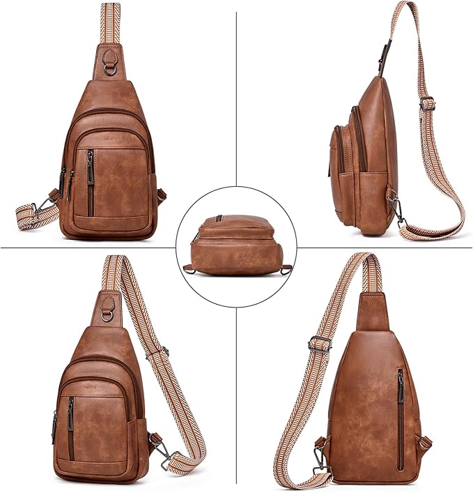 Womens Sling Bag Crossbody Bags for Women Vegan Leather Sling Backpack Daypack Fanny Pack Crossbody Purse Travel