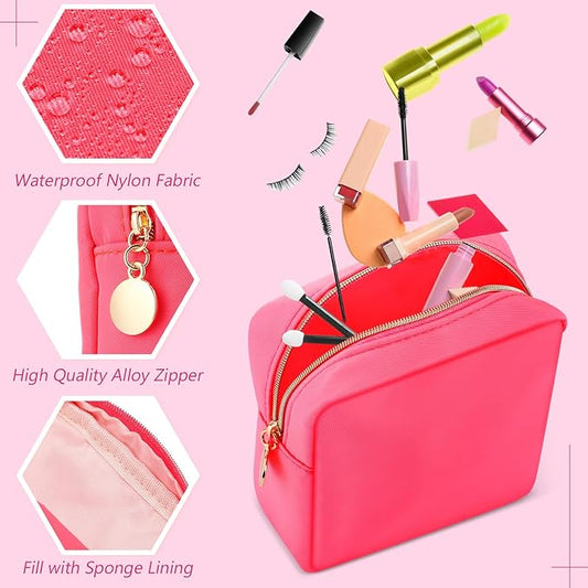 Kacctyen 12 Pcs Mini Makeup Bag Nylon Small Pouch for Purse Mini Square Nylon Pouch with Zipper Small Cosmetic Travel Makeup Bag Purse Organizer for Women(Bright Color,Regular)