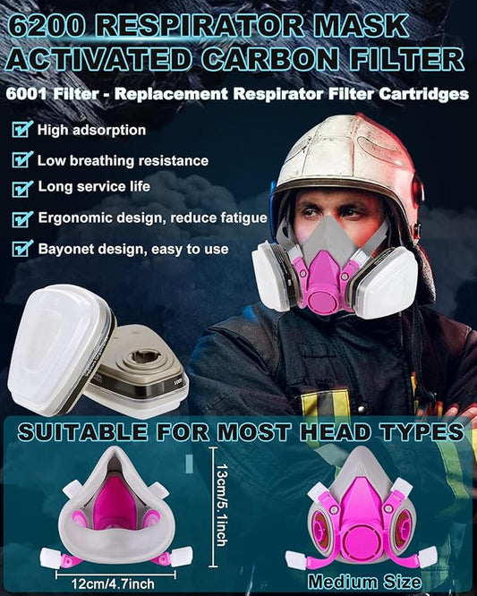 Respirator Mask with Filters, Gas Masks Survival Nuclear and Chemical - Reusable Respirator for Vapors, Painting