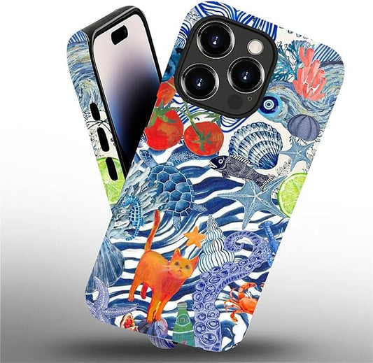 Case for iPhone 14 Pro Max,Leopard Cherry Shell Aesthetics for Woman Men Full Body Protective Cover Shockproof 2 in 1 Silicone + Hard PC Case for iPhone 14 Pro Max