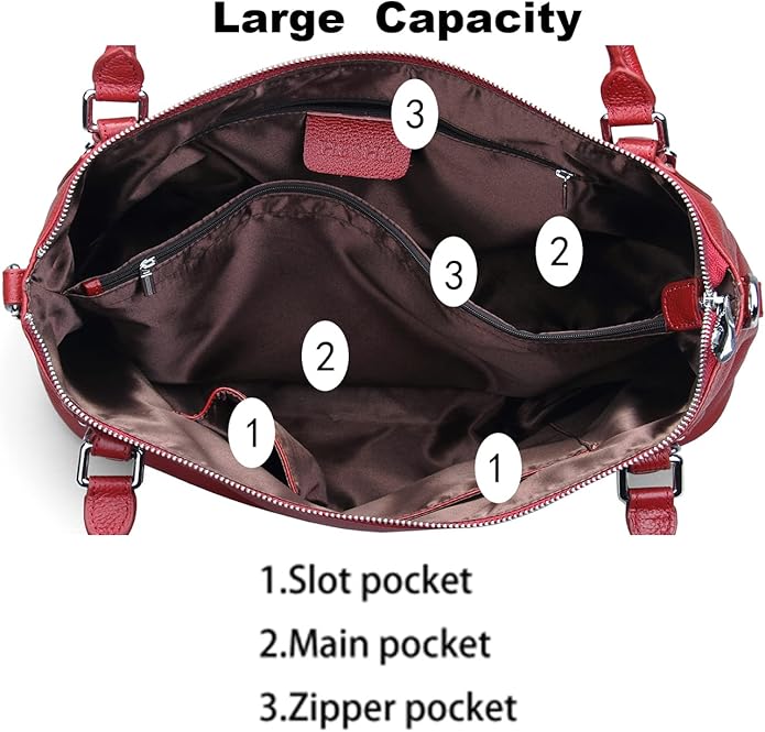 HESHE Genuine Leather Purses and Handbags for Women Tote Shoulder Bag Satchel Purse Top Handle Bags Hobo Crossbody Purse