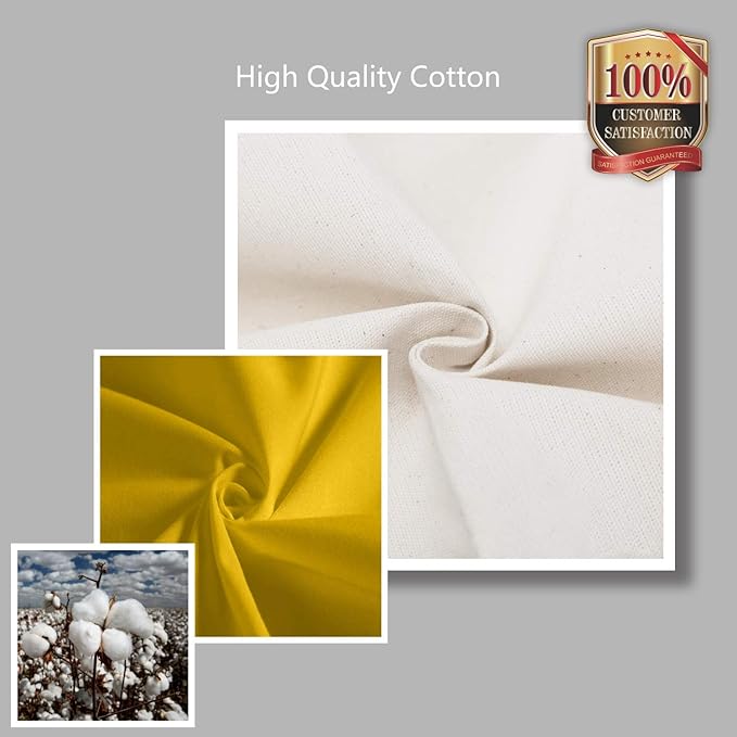 TOPDesign 6-Pack Canvas Tote Bags with an External Pocket, Reusable Grocery Shopping Bags, Top Zipper Closure, Daily Essentials (Yellow/Natural)