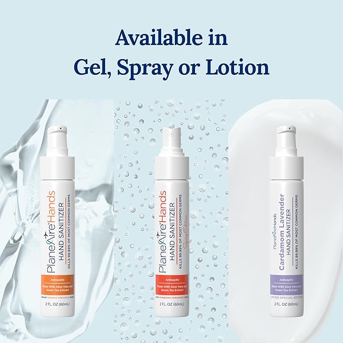 Tangerine Coriander Spray Hand Sanitizer | Travel Size | Hydrate & Cleanse | Made with Aloe Vera & Essential Oils | Green Tea Extract | Scented Travel Hand Sanitizer | Hand Sanitizer Spray | 3-Pack