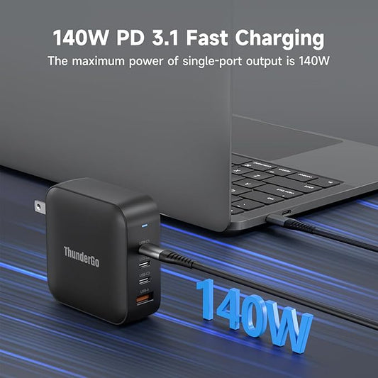 240W GaN Charger, 4-Port USB C Fast Charging Station with 140W Max PD 3.1 Port, Compact Travel Wall Adapter for MacBook Pro/Air M3/M2/M1, Laptops, iPhone 15/14, Galaxy S24/S23, iPad, Steam Deck