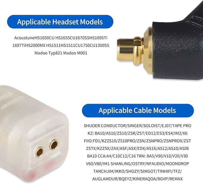 okcsc Ear Male to Flat 0.78 2PIN Female Headphone Adapter for Ear Earbuds to 0.78 2PIN Cable for Pentaconn Ear PE Mini Adapter for for HS1511 HS1511CU 1750CU 1300ss Madoo Madoo M001 1 Pair Clear