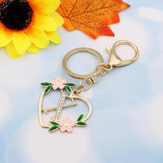 Elechobby Heart Shape Letter Keychain - Cute Accessory for Women,Sister,Mom,Bestie, Handbag Backpack Charm,Car Keyring