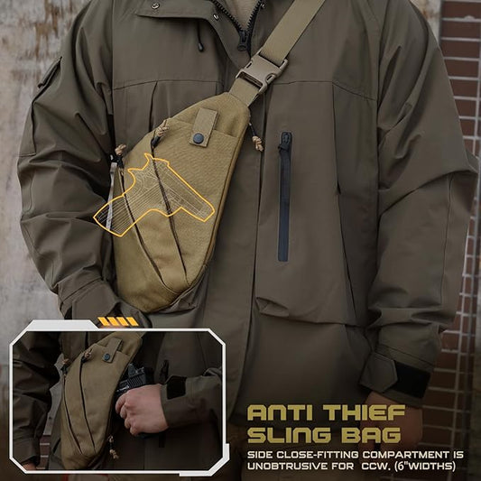 WYNEX Tactical Crossbody Sling Bag,Concealed Carry Bag for Men Women,Anti Theft Crossbody Bags, CCW Bags EDC Carry