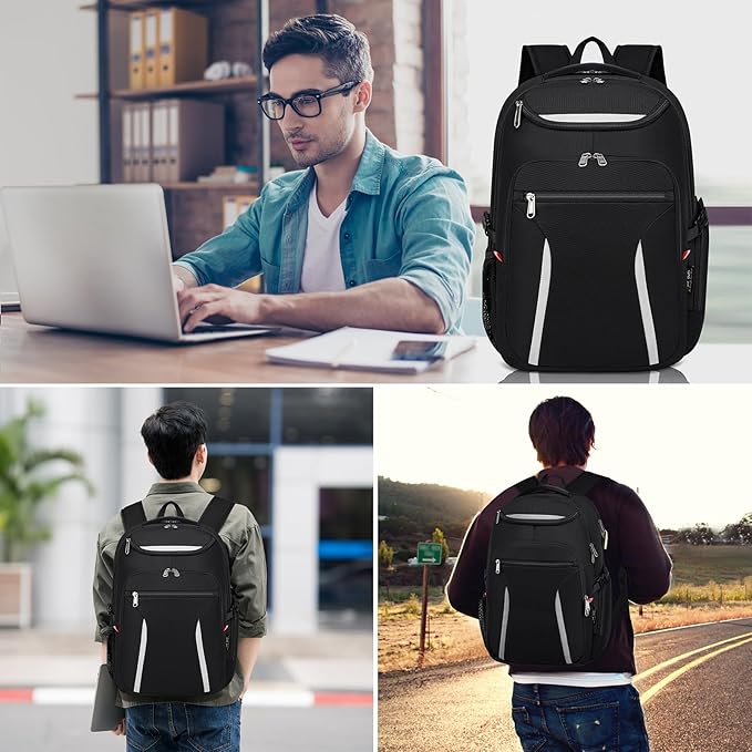 Extra Large Travel Laptop Backpack for Men & Women - Anti Theft Water Resistant College School Work Backpack Fits 17 Inch Laptop-40L Black