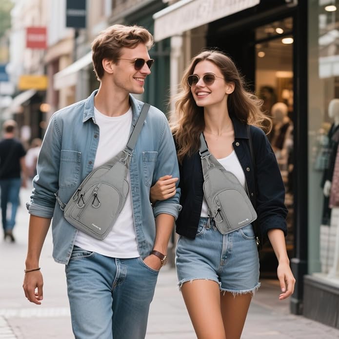 Hanke Crossbody Sling Bag for Women Men, Casual Cross Body Sling Bags, Lightweight Chest Bag for Outdoor Hiking Travel