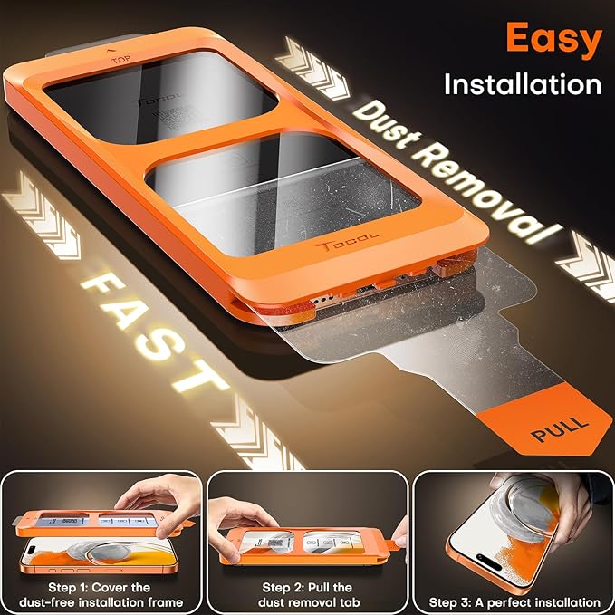 TOCOL for iPhone 17 Pro Max Screen Protector 6.9 inch 9H Hardness Military Grade Shatterproof Tempered Glass for 17 ProMax Full Coverage Easy Installation Compatible With Sim Card Case Friendly 2 Pack