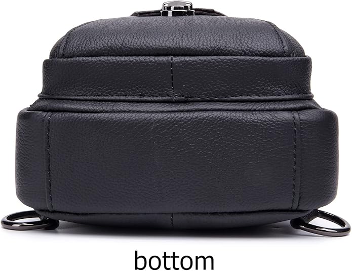 BULLCAPTAIN Leather Sling Bag for Men Multi-pocket Crossbody Chest Bag Travel Casual Shoulder Backpack