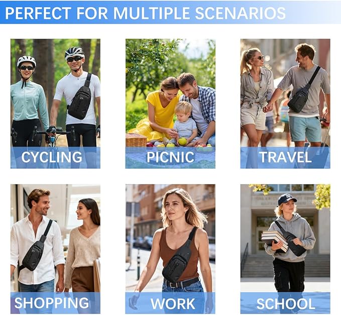 Sylphide Crossbody Sling Bag for Men Women, Casual Shoulder Backpack, Chest Daypack Satchel for Hiking Travel Running (Small, Black)