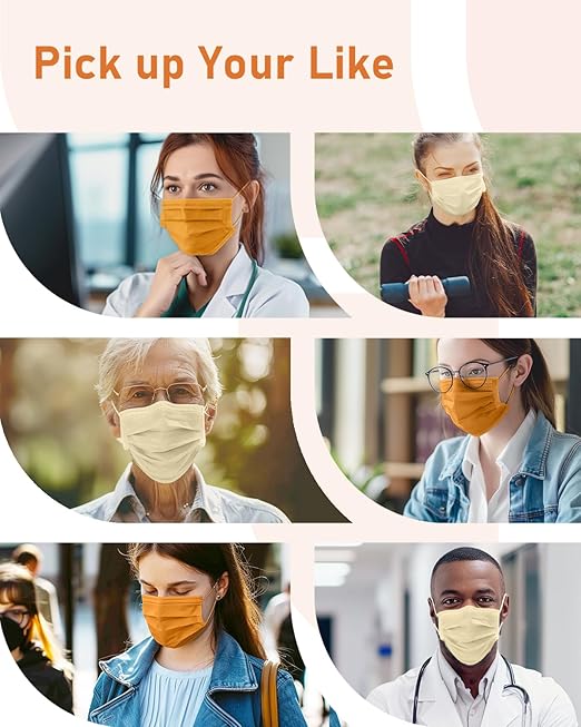 Face Masks Disposable 100 Pack, 4 Ply ASTM Level 3 Medical Grade, Breathable for Adult Outdoor Protection, Individually Wrapped for Home, School & Office, Autumn Wheat