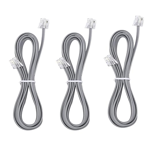 Telephone landline Extension Cord Cable Cord with Standard RJ-11 6P4C Plug (3Ft-3Pack, Silver)