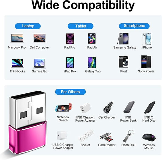 𝟒𝐏𝐚𝐜𝐤 𝐔𝐩𝐠𝐫𝐚𝐝𝐞𝐝 USB to USB C Adapter,Type-C Female to A Male Car Charger OTG Converter for Apple Watch Ultra 8 9 10,iPhone 16 15 14 13 Pro Max,Samsung S24,Nintendo Switch,AirPods,iPad,Car