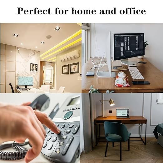 Phone Cord Landline8Ft Uncoiled / 1.4Ft Coiled Landline Phone Handset Cable RJ9 4P4C Telephone Accessory- Black (20pack)