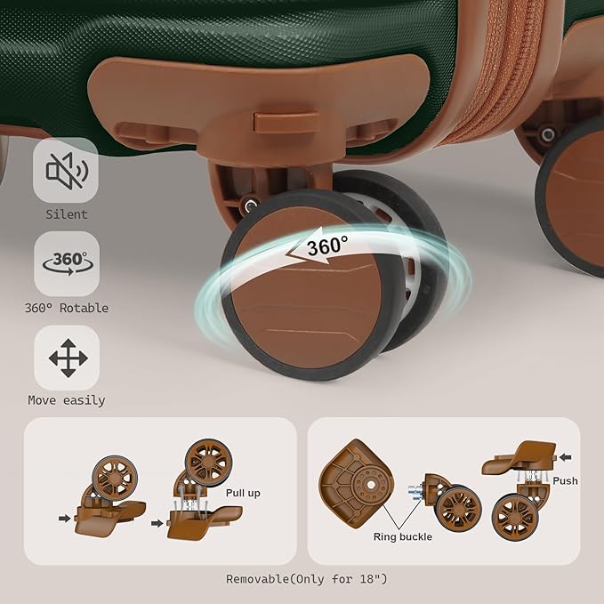 Joyway Luggage Set 7 Piece Suitcase Sets with Spinner Wheel,Hardside Expandable Travel Laggage with TSA Lock(18/20/24/28 Green)