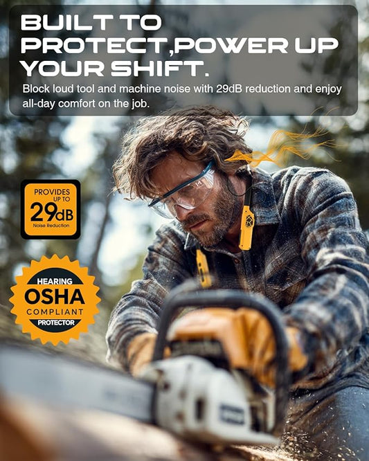 MIPEACE Neckband Bluetooth Headphones, 2-in-1 Around The Neck Work Headphones-OSHA Approved Earbuds w/Built-in Speakers,ENC,100+Hrs Playtime,4 EQ Modes for Bluetooth Hearing Protection Mowing Safety