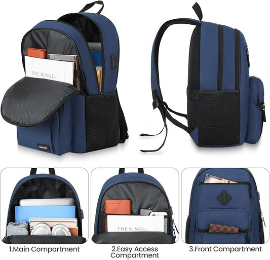 BIKROD Backpack for Boys Men, School Backpack for Teens Girls, Lightweight Casual High School Bookbag, Daily-use Travel Laptop Backpack with USB Charging Port Fits 15.6 Inch Notebook