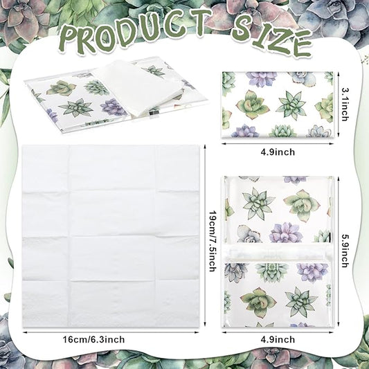 Geyee 50 Packs Facial Tissue Travel Packs Disposable Pocket Tissues for Wedding Guest Travel School Purse Home Supplies, 500 Sheets 3 Ply(Succulent)