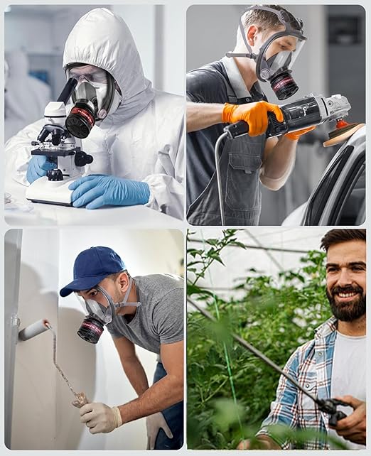 Gas Masks Survival Nuclear and Chemical - Full Face Respirator Mask With 40mm Activated Carbon Filter, Reusable Respirator Mask With Filters For Chemicals, Vapors, Paint, Welding,Spray Painting