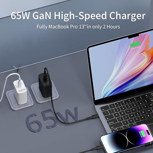 2 Pack 65W USB C Charger - Fast Type C Charger for Laptop, Phone, Tablet & More