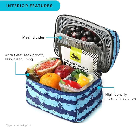 Arctic Zone Kids Lunch Bucket Combo with 210g Ice Pack and Sandwich Container, Deep Shark