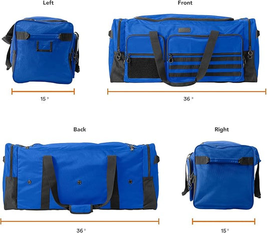 Fitdom 130L 36" Heavy Duty Extra Large Sports Gym Equipment Travel Duffle Bag W/Adjustable Shoulder Strap & 7 Compartments. Perfect for Soccer Baseball Basketball Hockey Football, Team Coaches & More