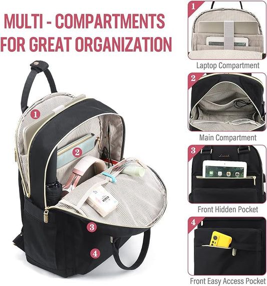 LOVEVOOK Laptop Backpack for Women 15.6 Inch Laptop Bag with USB Port, Fashion Waterproof Backpacks Teacher Nurse Stylish Travel Bags Vintage Daypacks Bookbag for College School Work