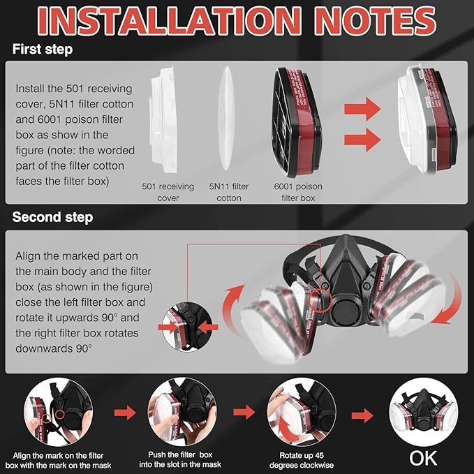 Gas Masks Survival Nuclear and Chemical - Reusable Full Face Respirator Gas Mask with Activated Carbon Filter