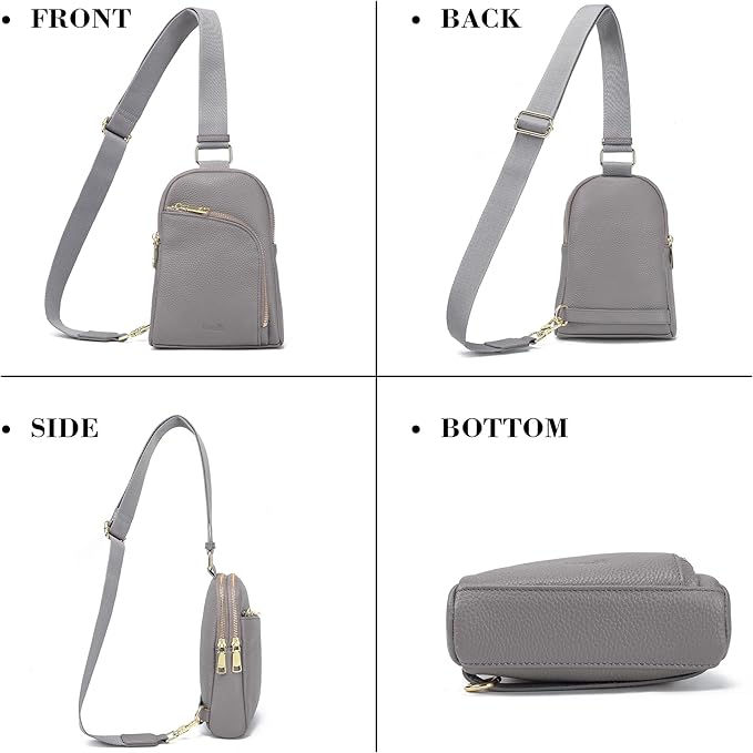 INICAT RFID Blocking Sling Bag Leather Crossbody Bags for Women Fanny Pack Cross Body for Woman Chest Bag for Travel 1.9L