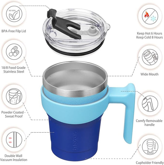 BJPKPK 10oz Tumbler With Handle Stainless Steel Insulated Tumbler Cups With Lid And Straw For Home, Office or Car,Sky