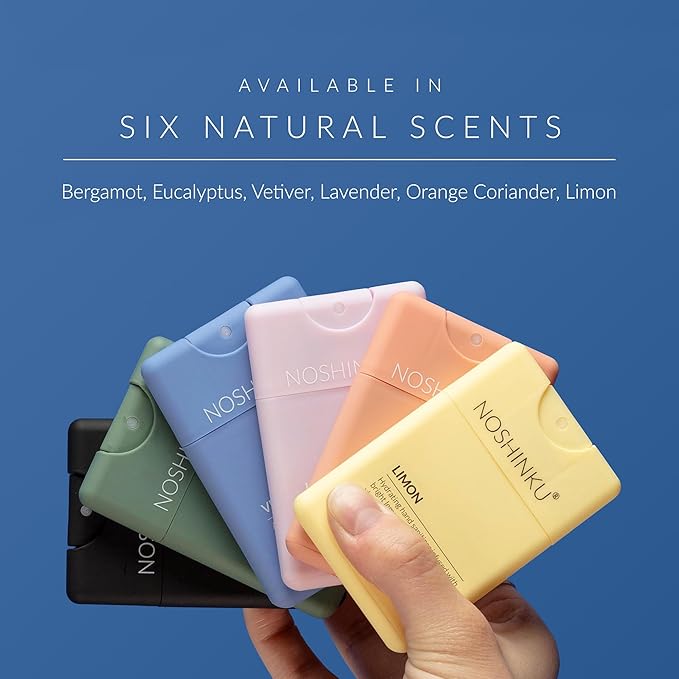 Noshinku - Refillable Hand Sanitizer Discovery Deux 3-Pack, Travel Size Spray, Hydrating Botanical Oils, Natural Ingredients, All Natural Fragrances, Sugarcane Derived Alcohol, No Parabens, No Dyes