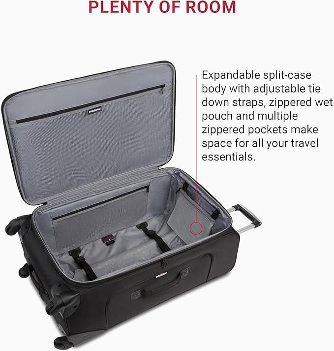 SwissGear Sion Softside Expandable Luggage, Black, Checked-Large 29-Inch