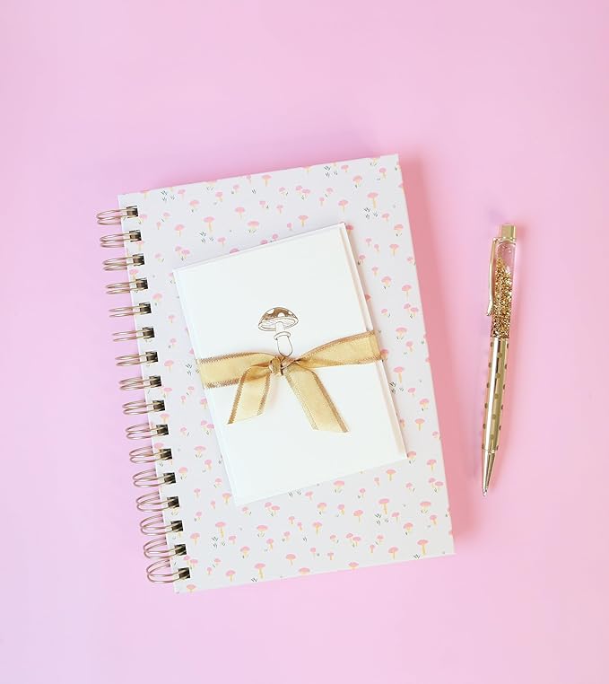 Graphique Mushroom Cards, Pack of 10 Cards with Envelopes, All Occasion Greetings, Blank Inside, Gold Foil Embossing, La Petite Press Collection Boxed Set, 3.25" x 4.75"