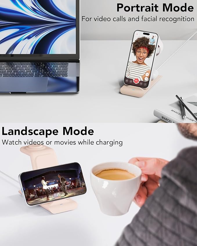 HATALKIN 3 in 1 Wireless Charging Station Compatible for Apple Products Multiple Devices Charger for Apple Watch Ultra 11 10 9 8 7 SE AirPods Pro iPhone 17 16 15 14 13 Pro Max/X/XS Fast Charger Stand