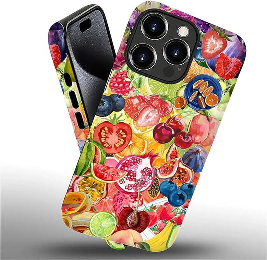 Case for iPhone 16 Pro Max,Summer Fruit Collage for Woman Men Full Body Protective Cover Shockproof 2 in 1 Silicone + Hard PC Case for iPhone 16 Pro Max