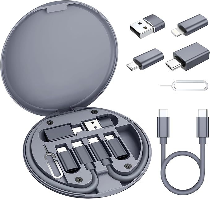 Elebase USB Charging Adapter Kit,Multi Travel USBC Adapter Set,Type C to USB 3.0 OTG iOS Micro Converter Case with 1Ft 100W Charger Cable for iPhone 17 Air 16 15 14 Max Pro,Samsung Galaxy S24 S23 Plus