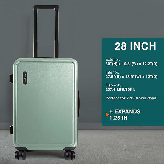 28 Inch Luggage with Spinner Wheels, Hard Shell Suitcase with TSA Locks for Luggage, Travel Large Suitcase, Expandable Hard Shell Suitcases, Sage Green