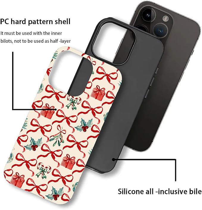 DAIZAG Case Compatible with for iPhone 13 Pro,Christmas Tree Ribbon Bow Phone Case for iPhone 13 Pro for Girl Women Boy Men