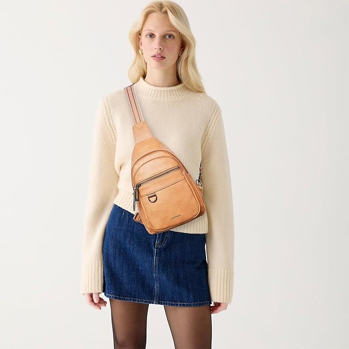 7L Sling Bag for Women Men Vegan Leather Crossbody Bags Fanny Pack Purse Backpack Over Shoulder Bag Travel Anti Theft