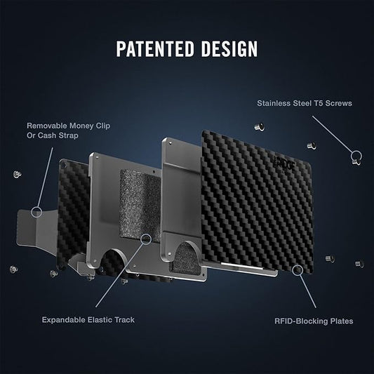 The Ridge Wallet - Slim Minimalist Compact Wallet and Card Holder| RFID Protected Front Pocket Wallets | Integrated Money Clip | Carbon Fiber 3K