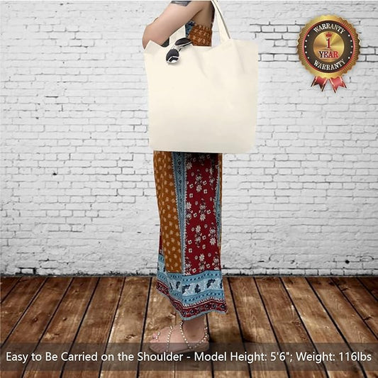 TOPDesign 3-Pack Super Strong Large 12oz Cotton Canvas Tote Bags, Reusable Grocery Shopping Cloth Bags, Fashionable Two-Tone Totes for Crafts, DIY Your Creative Designs